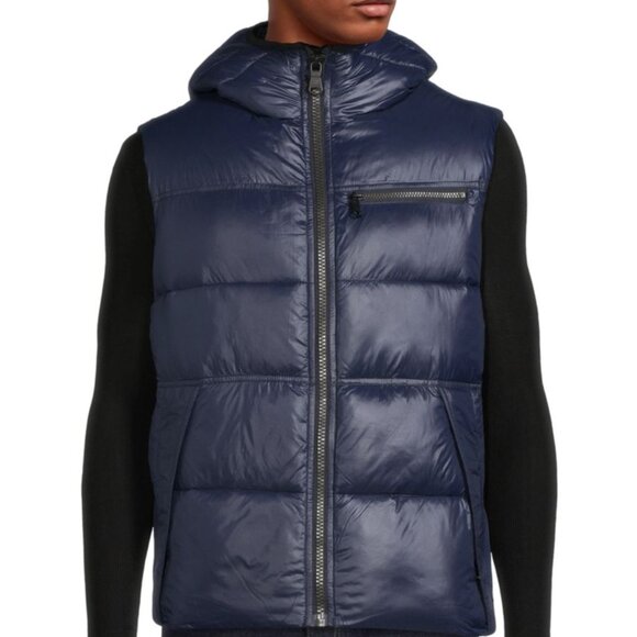 NWT PAJAR Ryan Puffer Hooded Vest Thinsulate Ribbed Navy Blue Packable Coat Zip - Picture 10 of 10